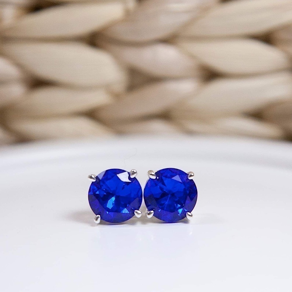 Juicy Couture Silver Princess Studs, Blue Stone Studs NIB